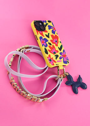 Phone Necklace personalizzabile lilla con Cover iPhone Lilla e Phone Charm Cane Palloncino blu