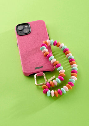 Cover Untags per iPhone 13 Pro rosa con Phone Strap con dischi colorati