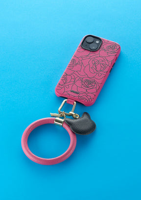 Phone Bangle Untags rosa con Cover per iPhone rosa e Phone Charm Gatto Nero