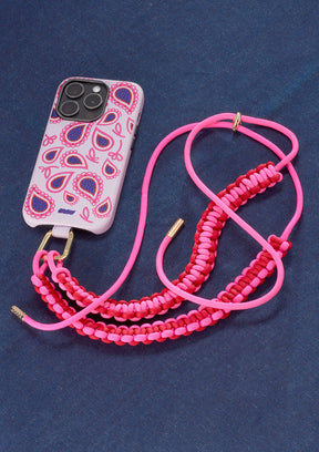 Phone Necklace Scoubidou regolabile fucsia e rosso Untags con Cover per iPhone lilla