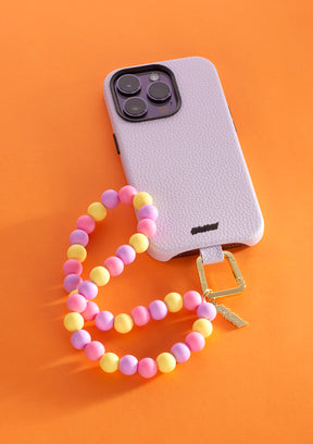 Cover iPhone 13 Pro Max Palette Untags in colore lilla con Phone Strap Personalizzabile e Strap Big Pastel Candy