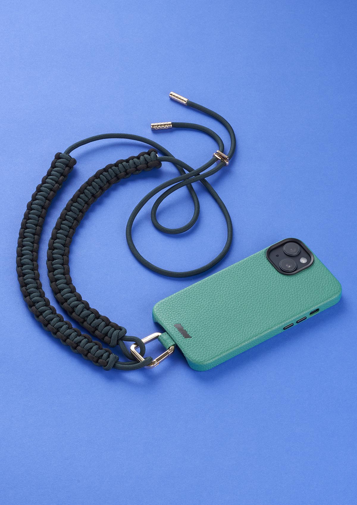 Phone Necklace Scoubidou regolabile nero e ottanio Untags con cover per iPhone Palette Verde