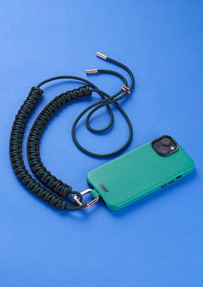 Phone Necklace Scoubidou regolabile nero e ottanio Untags con cover per iPhone Palette Verde