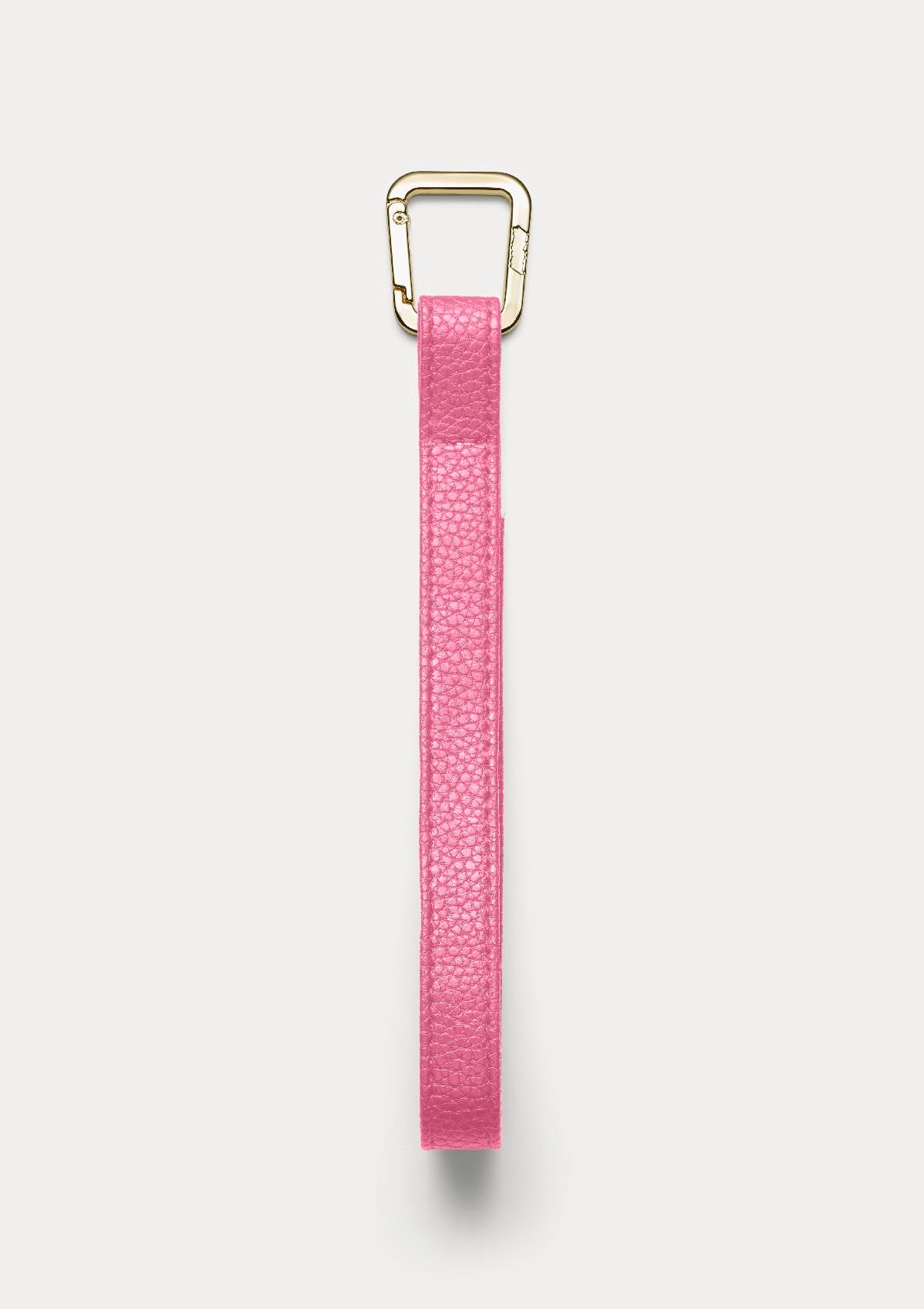 Vista frontale del Phone Strap Untags personalizzabile con lettere e simboli, colore rosa.