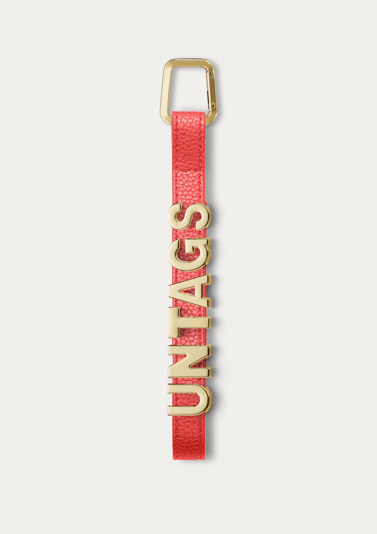 Phone Strap personalizzabile Untags rosso per iPhone con lettere in metallo e testo personalizzato