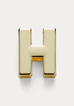Vista frontale del Charm Untags Lettera H, in metallo dorato, per Phone Strap Personalizzabile