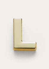 Vista frontale del Charm Untags Lettera L, in metallo dorato, per Phone Strap Personalizzabile