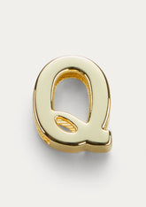 Vista frontale del Charm Untags Lettera Q, in metallo dorato, per Phone Strap Personalizzabile