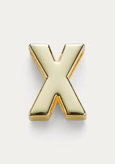 Vista frontale del Charm Untags Lettera X, in metallo dorato, per Phone Strap Personalizzabile