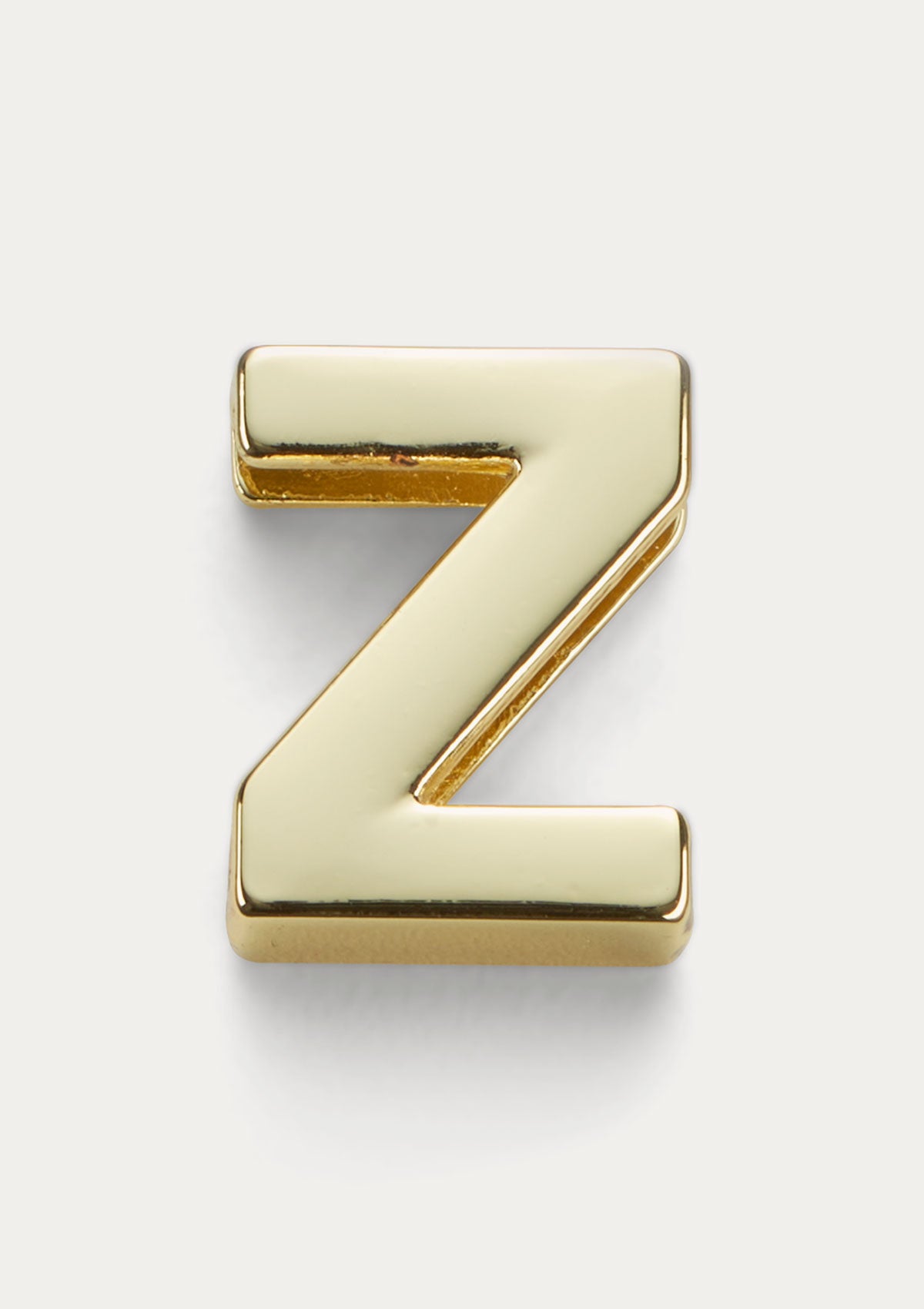 Vista frontale del Charm Untags Lettera Z, in metallo dorato, per Phone Strap Personalizzabile