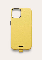 Retro di una cover Untags per iPhone 14 in colore giallo, collezione Palette