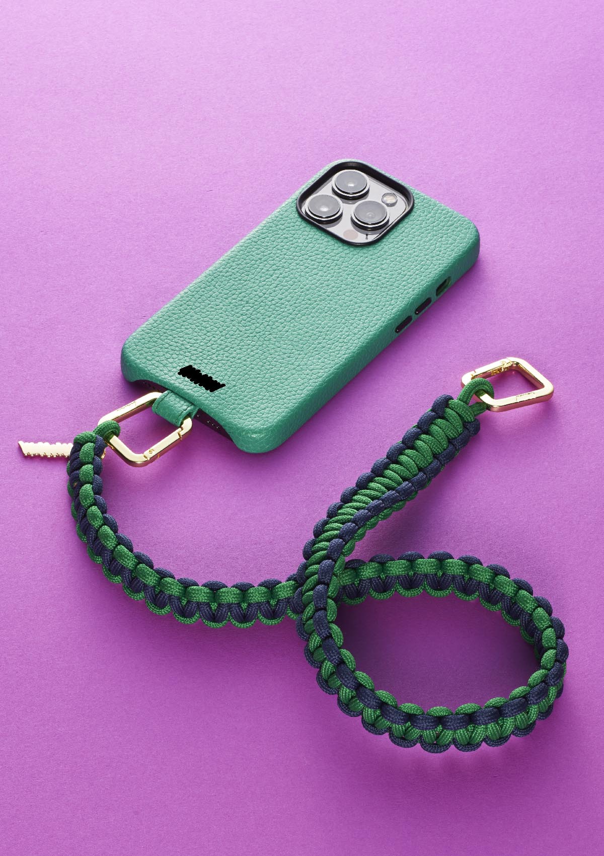 Scoubidou Phone Strap - green and blue


