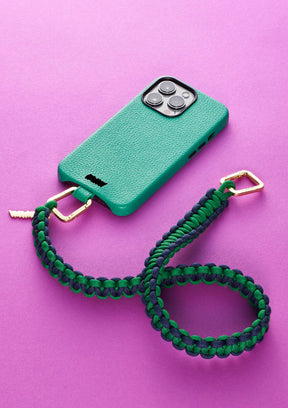 Phone Strap Scoubidou - verde e blu