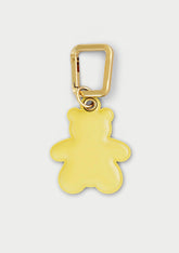 Charm Untags per iPhone a forma di orso, effetto pelle in colore giallo, con moschettone per attaccare l’accessorio alla cover